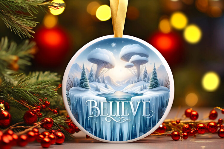 Round Christmass Ornament Sublimation|Clipart example image 1