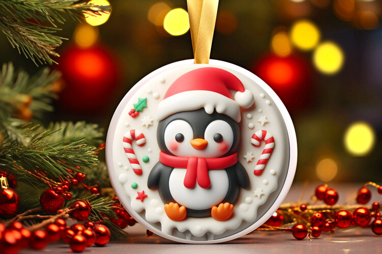 Round Christmass Ornament Sublimation|Clipart example image 1