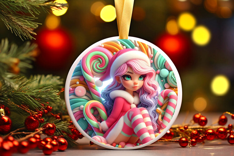 Round Christmass Ornament Sublimation|Clipart example image 1