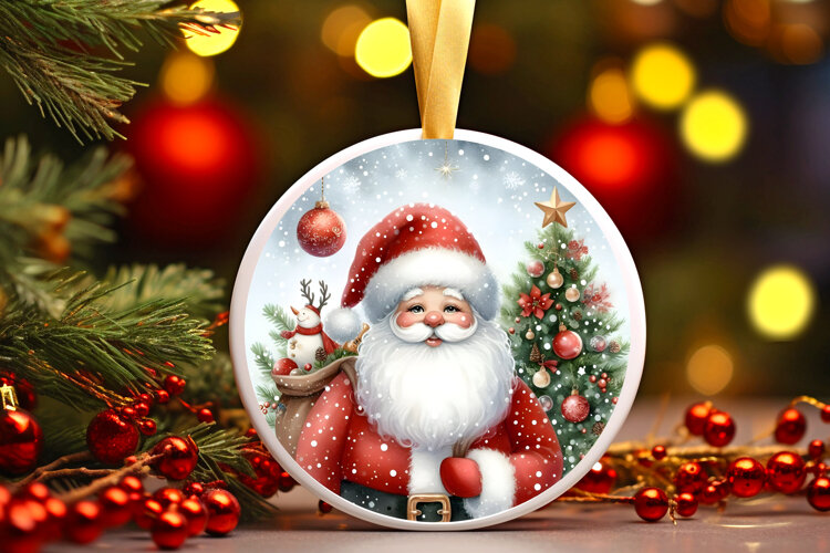 Round Christmass Ornament Sublimation|Clipart example image 1