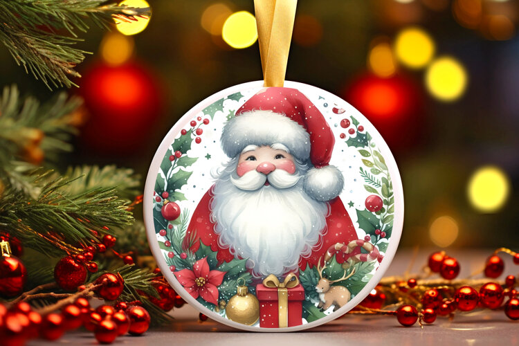 Round Christmass Ornament Sublimation|Clipart example image 1