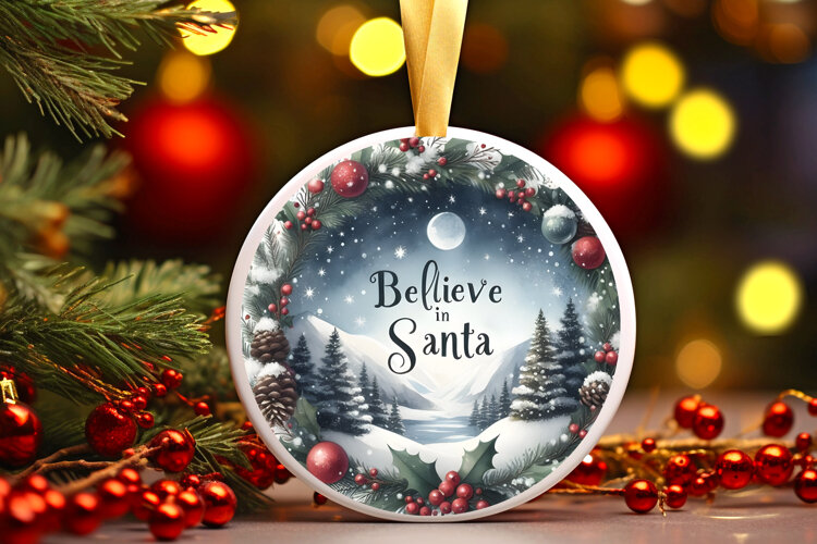 Round Christmass Ornament Sublimation|Clipart example image 1