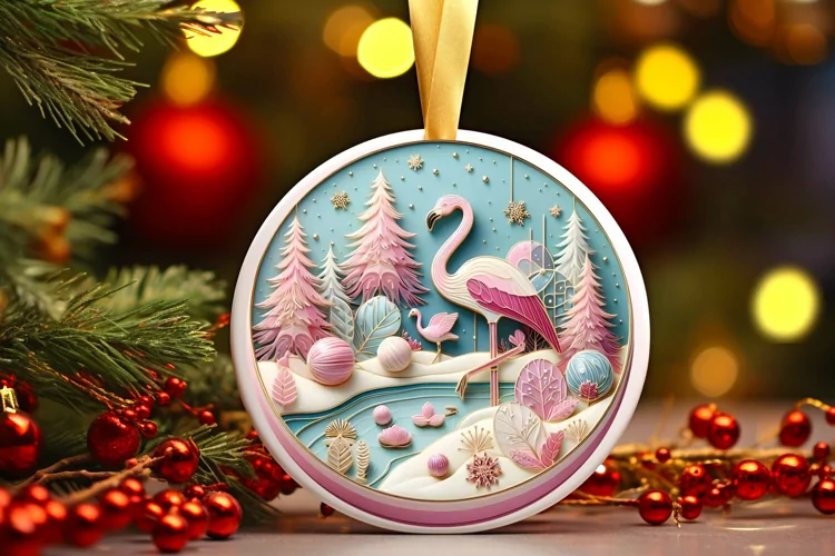 Round Christmas Ornament Sublimation|Clipart