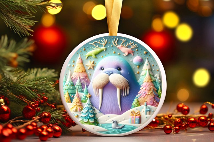 Round Christmas Ornament Sublimation|Clipart example image 1