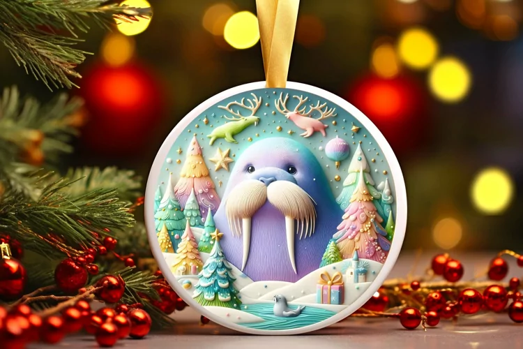 Round Christmas Ornament Sublimation|Clipart