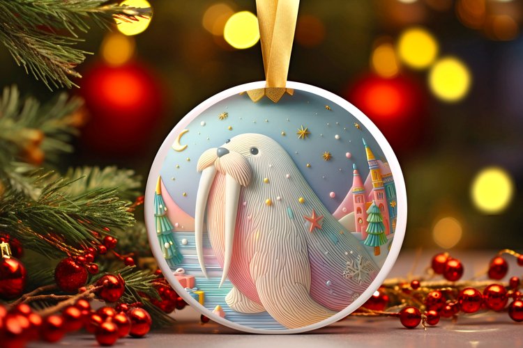 Round Christmas Ornament Sublimation|Clipart example image 1
