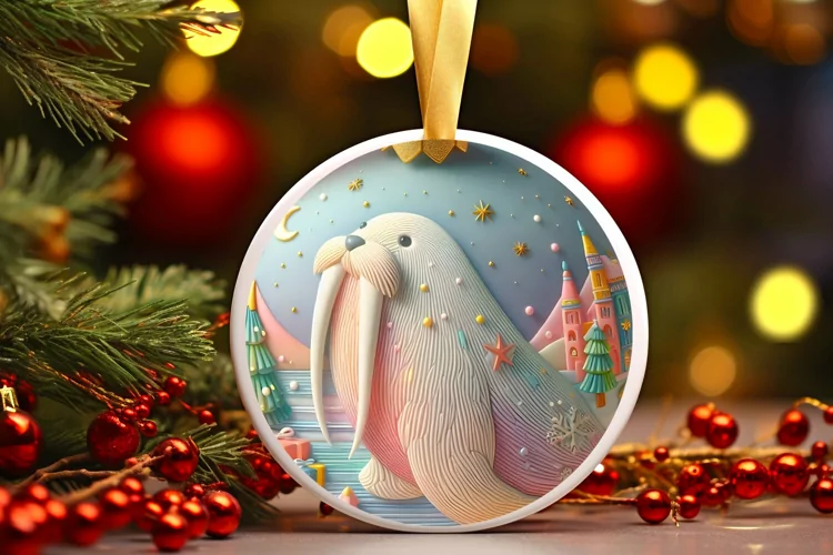 Round Christmas Ornament Sublimation|Clipart