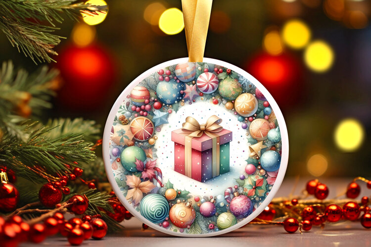 Round Christmass Ornament Sublimation|Clipart example image 1