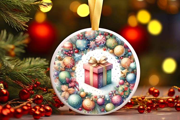 Round Christmass Ornament Sublimation|Clipart