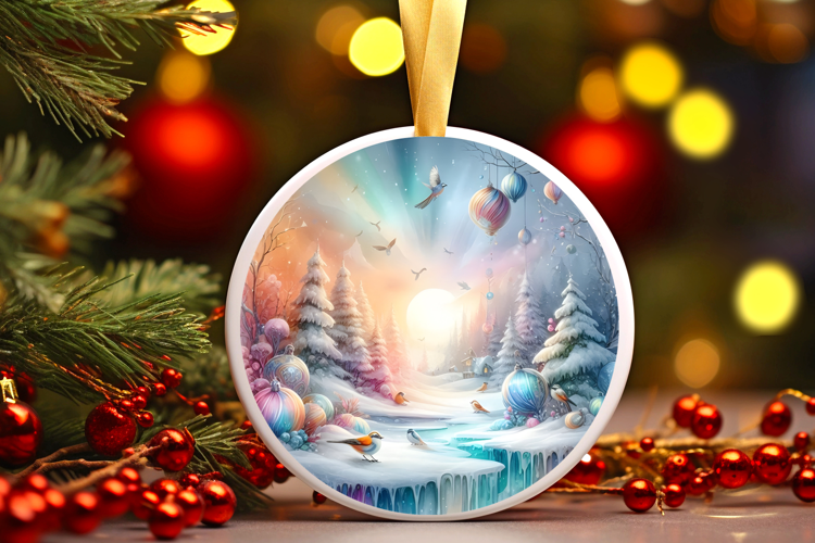 Round Christmass Ornament Sublimation|Clipart