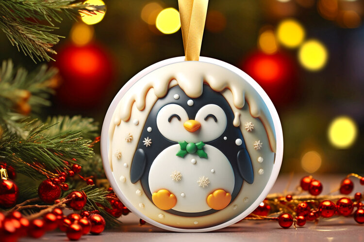 Round Christmass Ornament Sublimation|Clipart example image 1