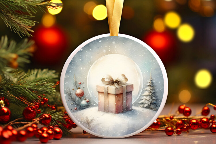 Round Christmass Ornament Sublimation|Clipart example image 1