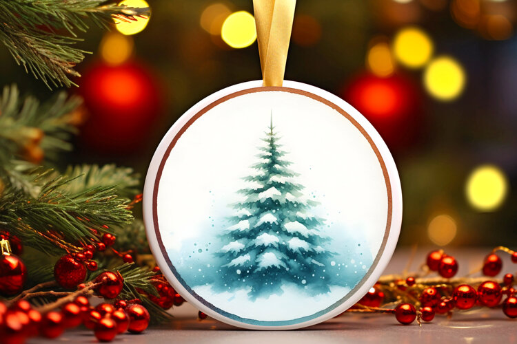 Round Christmass Ornament Sublimation|Clipart example image 1
