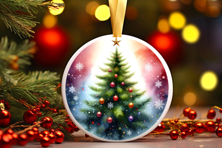Round Christmass Ornament Sublimation|Clipart example image 1