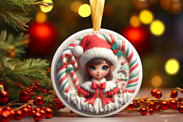 Round Christmass Ornament Sublimation|Clipart example image 1