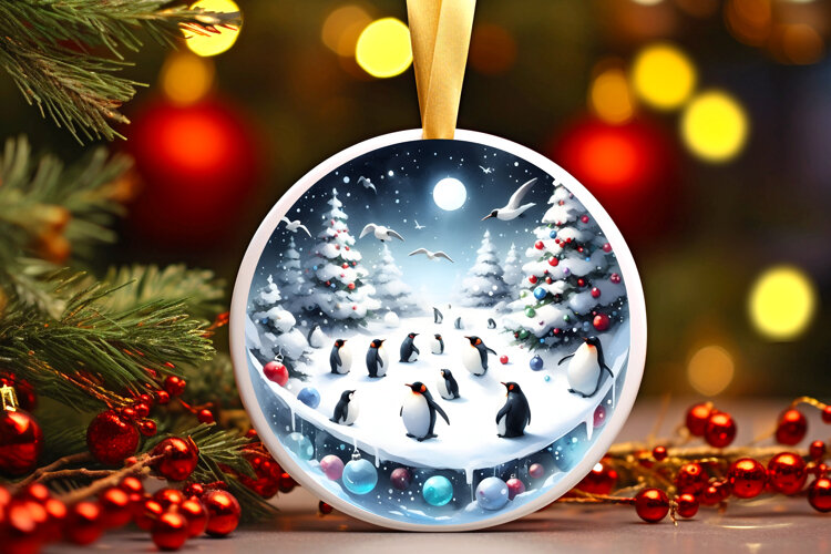 Round Christmass Ornament Sublimation|Clipart example image 1