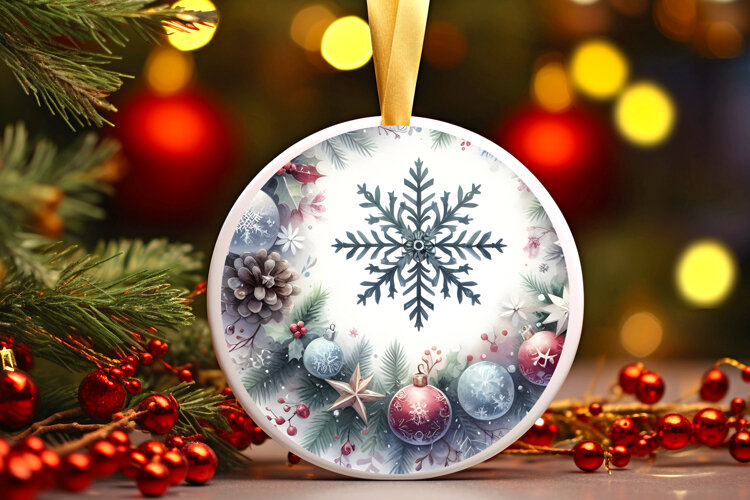 Round Christmass Ornament Sublimation|Clipart example image 1