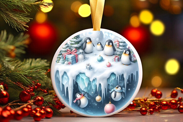 Round Christmass Ornament Sublimation|Clipart example image 1