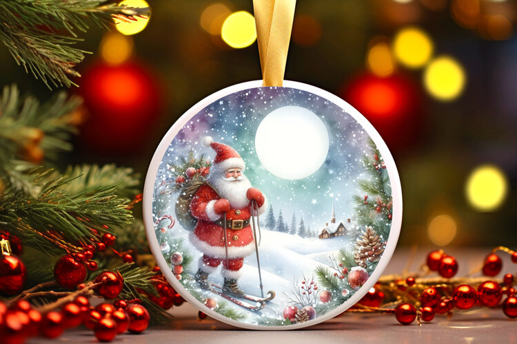 Round Christmass Ornament Sublimation|Clipart example image 1