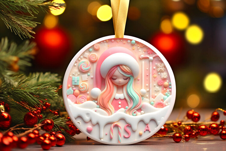 Round Christmass Ornament Sublimation|Clipart example image 1