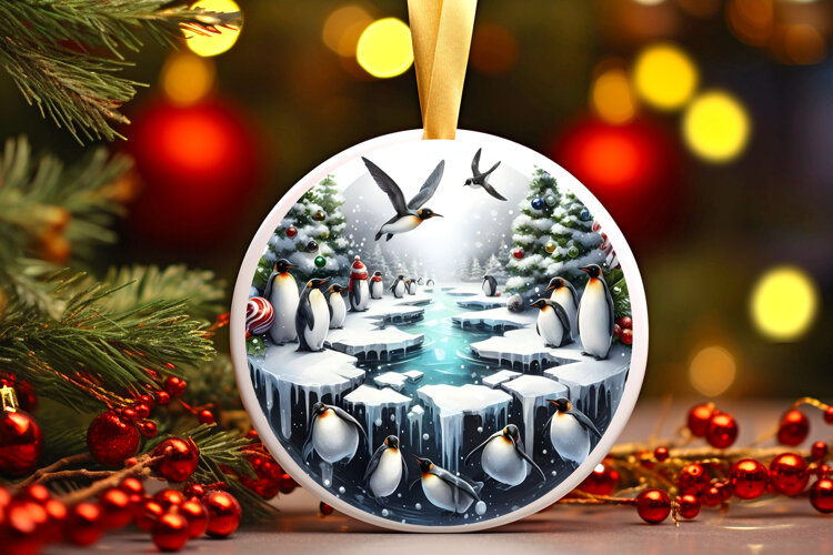Round Christmass Ornament Sublimation|Clipart example image 1