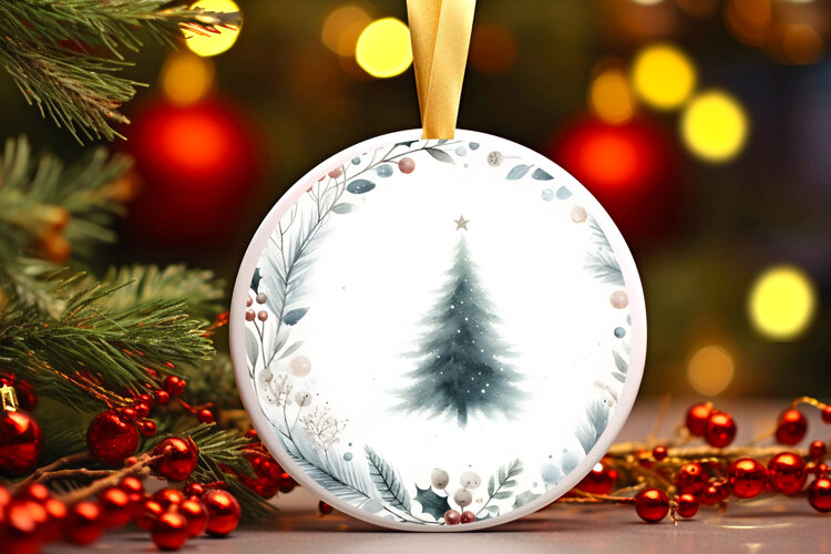 Round Christmass Ornament Sublimation|Clipart example image 1