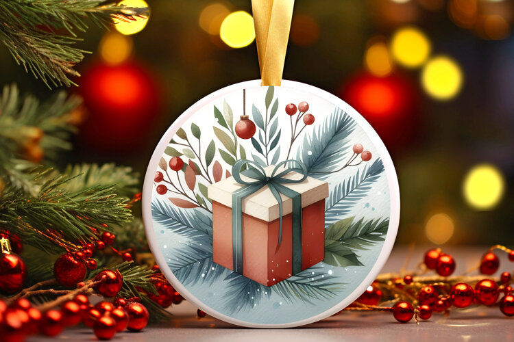 Round Christmass Ornament Sublimation|Clipart example image 1