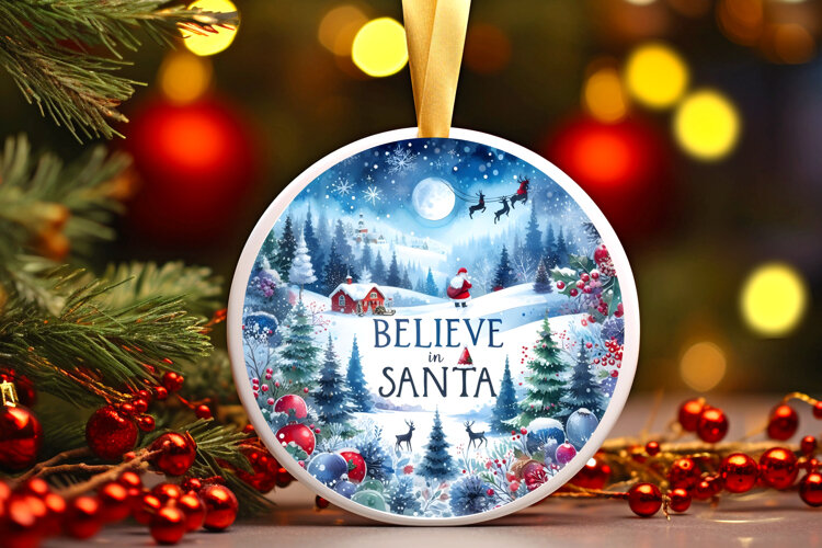 Round Christmass Ornament Sublimation|Clipart example image 1