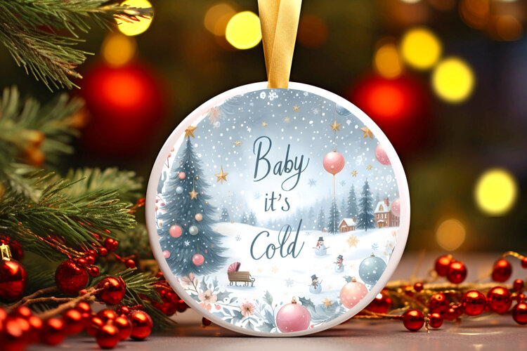 Round Christmass Ornament Sublimation|Clipart example image 1