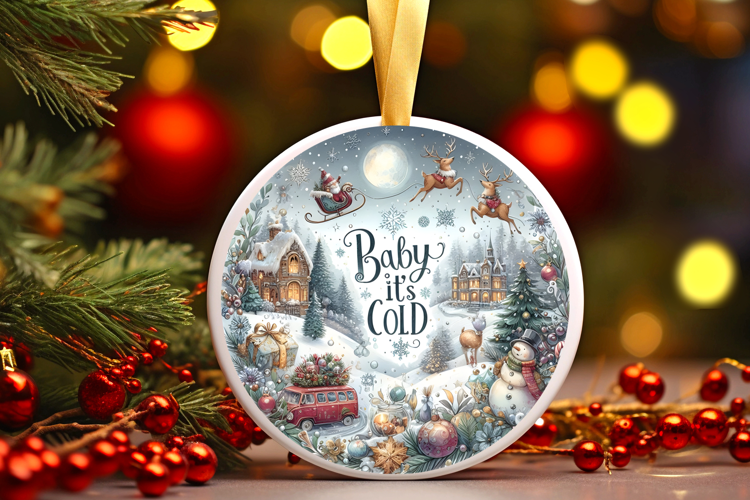 Round Christmass Ornament Sublimation|Clipart