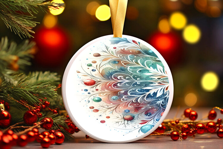 Round Christmass Ornament Sublimation|Clipart example image 1