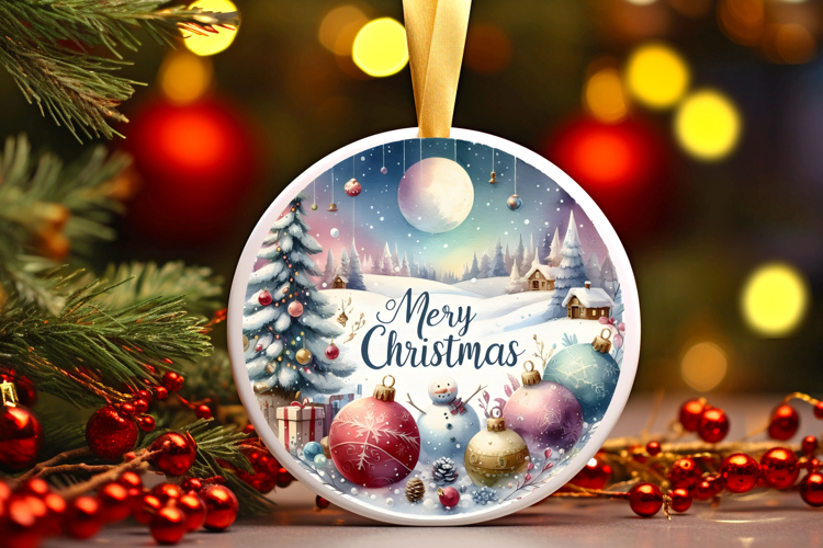 Round Christmass Ornament Sublimation|Clipart