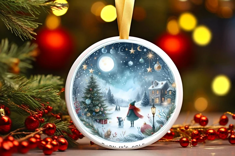 a very simple christmass scene baby it's cold outside round