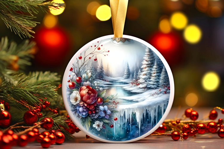 Round Christmass Ornament Sublimation|Clipart