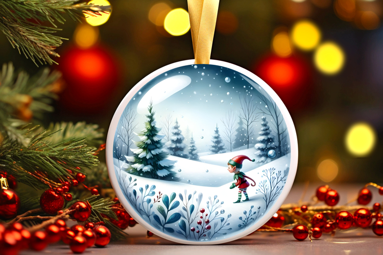 Round Christmass Ornament Sublimation|Clipart