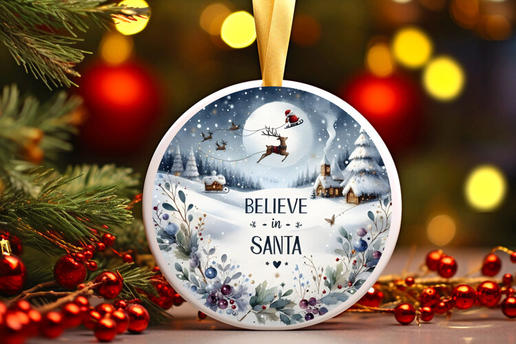 Round Christmass Ornament Sublimation|Clipart example image 1