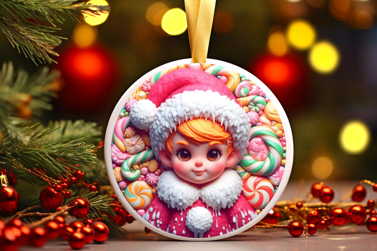 Round Christmass Ornament Sublimation|Clipart example image 1