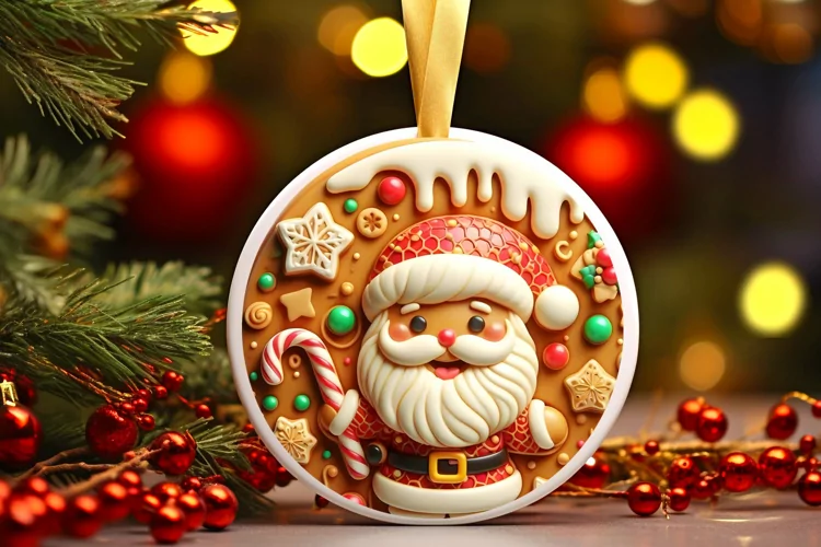 Round 3D Martzipan Large Text: Santa's BOY Round Ornament