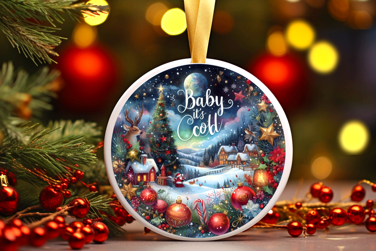 Round Christmass Ornament Sublimation|Clipart