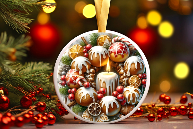 Round Christmass Ornament Sublimation|Clipart