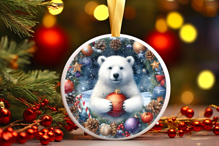 Round Christmass Ornament Sublimation|Clipart example image 1