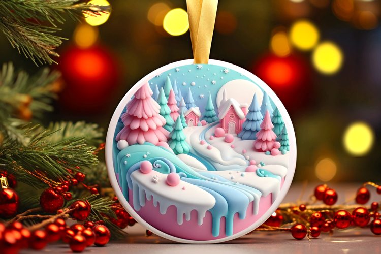 Round Christmass Ornament Sublimation|Clipart