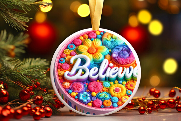 Round Christmass Ornament Sublimation|Clipart example image 1