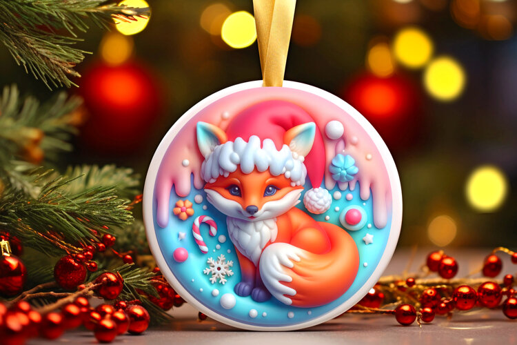 Round Christmass Ornament Sublimation|Clipart example image 1