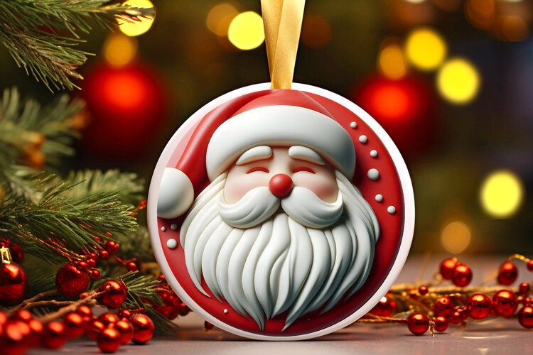 Round Christmass Ornament Sublimation|Clipart example image 1