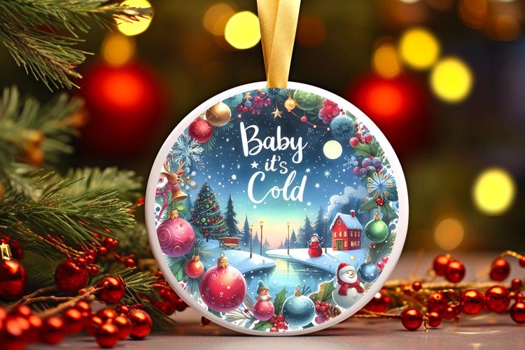 Round Christmass Ornament Sublimation|Clipart