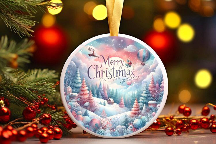 Round Christmass Ornament Sublimation|Clipart example image 1