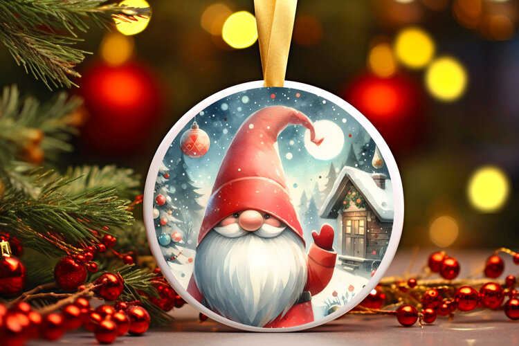 Round Christmass Ornament Sublimation|Clipart example image 1