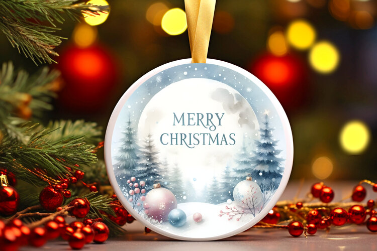 Round Christmass Ornament Sublimation|Clipart example image 1