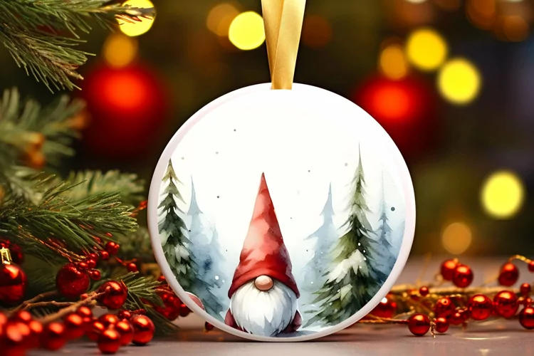 Round Christmas Ornament Sublimation|Clipart